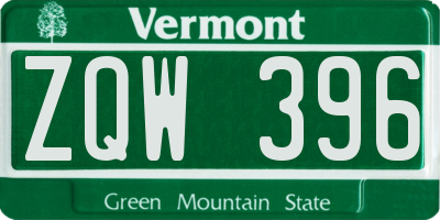 VT license plate ZQW396