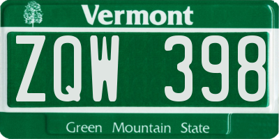 VT license plate ZQW398