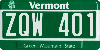 VT license plate ZQW401