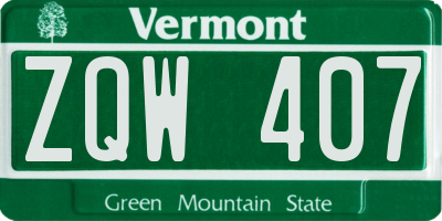 VT license plate ZQW407