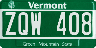 VT license plate ZQW408