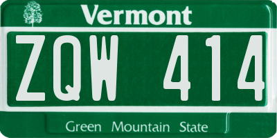 VT license plate ZQW414