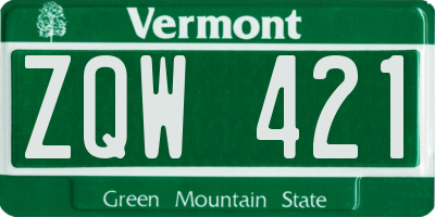 VT license plate ZQW421