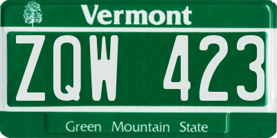 VT license plate ZQW423