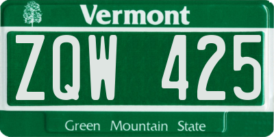VT license plate ZQW425