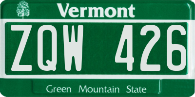 VT license plate ZQW426