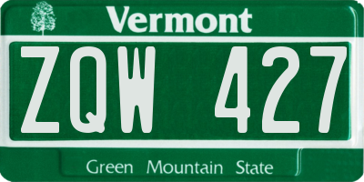VT license plate ZQW427