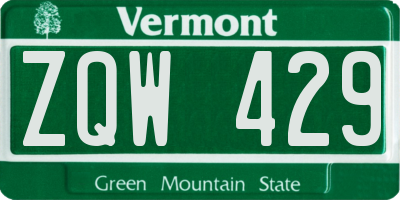VT license plate ZQW429