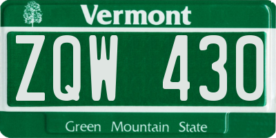 VT license plate ZQW430