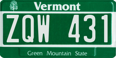 VT license plate ZQW431