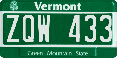 VT license plate ZQW433