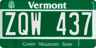 VT license plate ZQW437