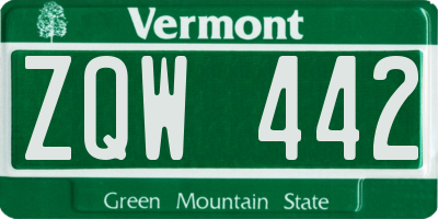 VT license plate ZQW442