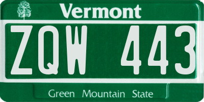 VT license plate ZQW443