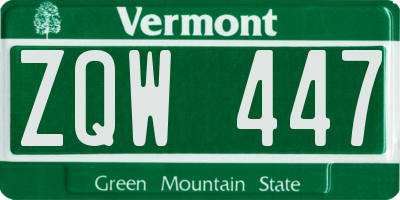 VT license plate ZQW447