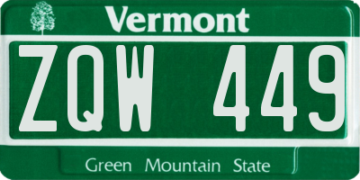 VT license plate ZQW449