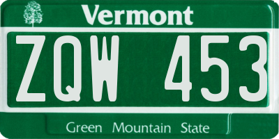 VT license plate ZQW453