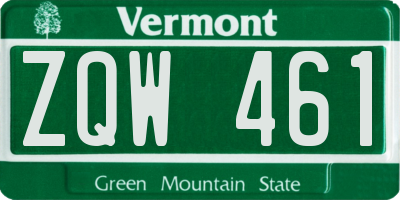 VT license plate ZQW461