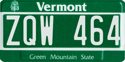 VT license plate ZQW464