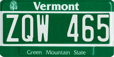 VT license plate ZQW465