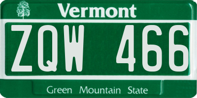VT license plate ZQW466