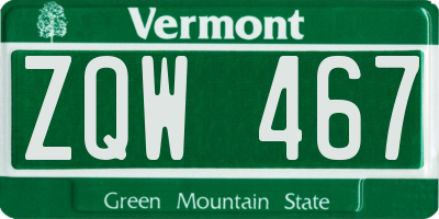 VT license plate ZQW467