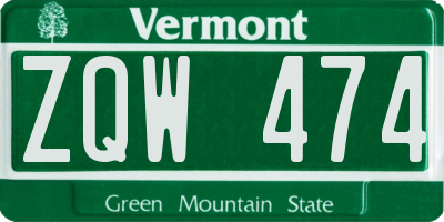 VT license plate ZQW474