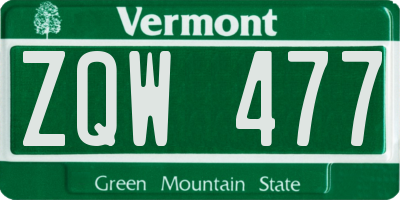 VT license plate ZQW477