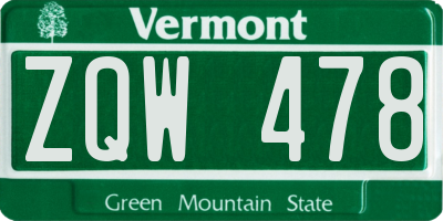 VT license plate ZQW478