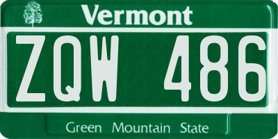 VT license plate ZQW486