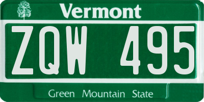 VT license plate ZQW495