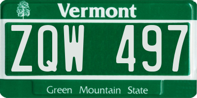 VT license plate ZQW497