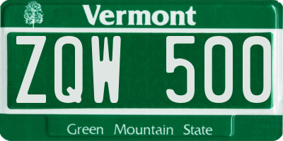 VT license plate ZQW500