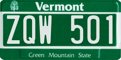 VT license plate ZQW501