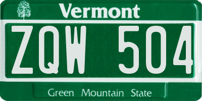 VT license plate ZQW504