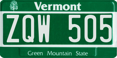 VT license plate ZQW505