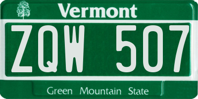 VT license plate ZQW507