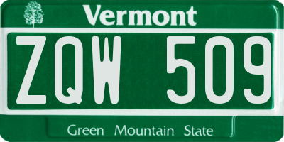 VT license plate ZQW509