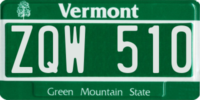 VT license plate ZQW510