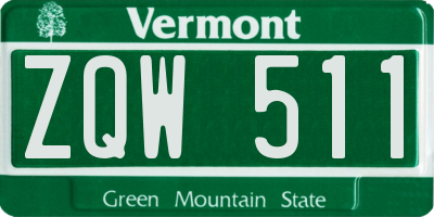 VT license plate ZQW511