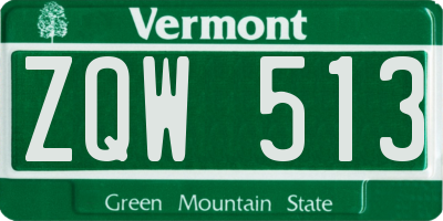 VT license plate ZQW513