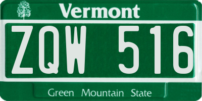 VT license plate ZQW516
