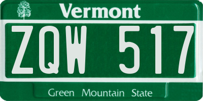 VT license plate ZQW517