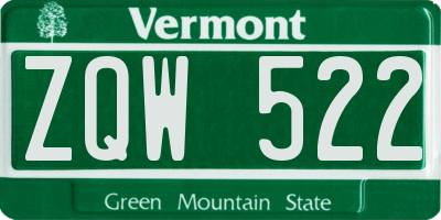 VT license plate ZQW522