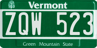 VT license plate ZQW523