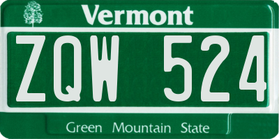 VT license plate ZQW524