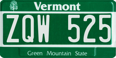VT license plate ZQW525