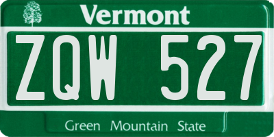 VT license plate ZQW527