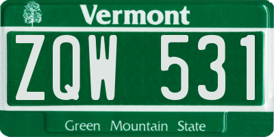 VT license plate ZQW531