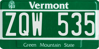 VT license plate ZQW535